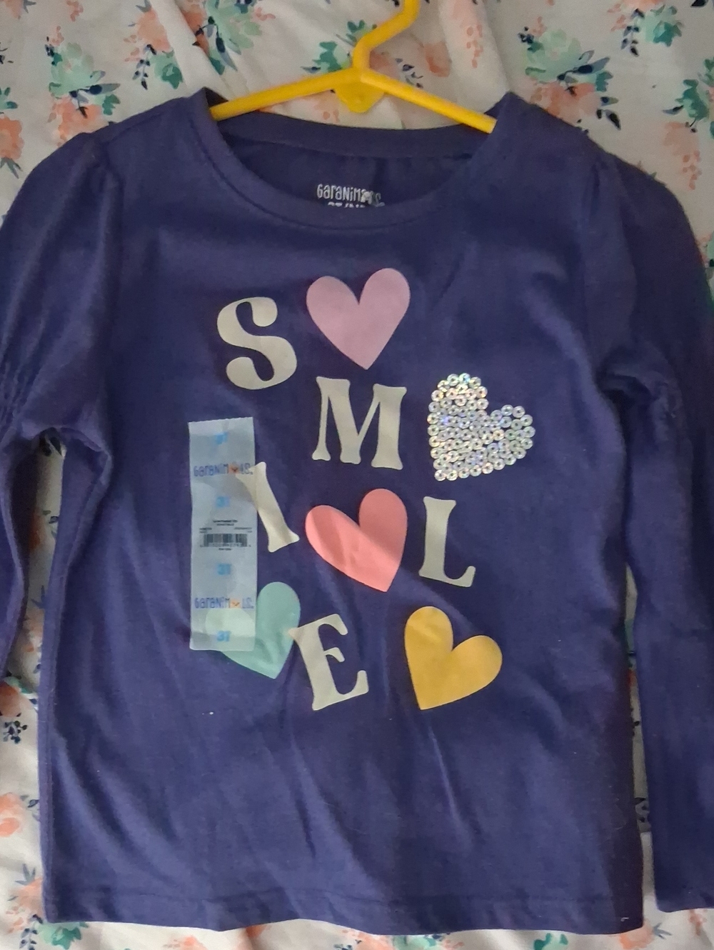 Garanimals Purple Long-Sleeve 'SMILE' Heart Graphic Tee